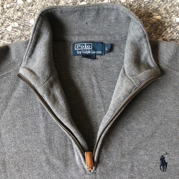 Polo by Ralph Lauren Grey Half Zip Sweater Sz L - Picture 3 of 4